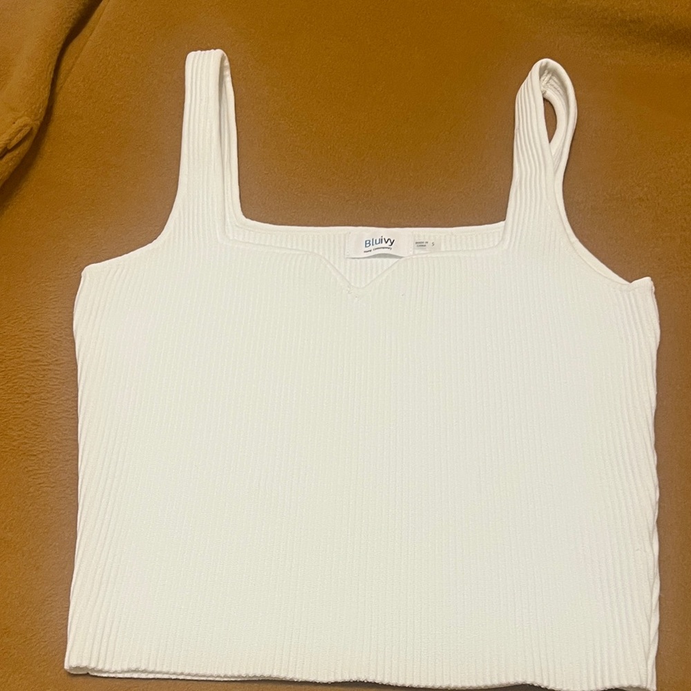 Bluivy Women's Cream Ribbed Camisole